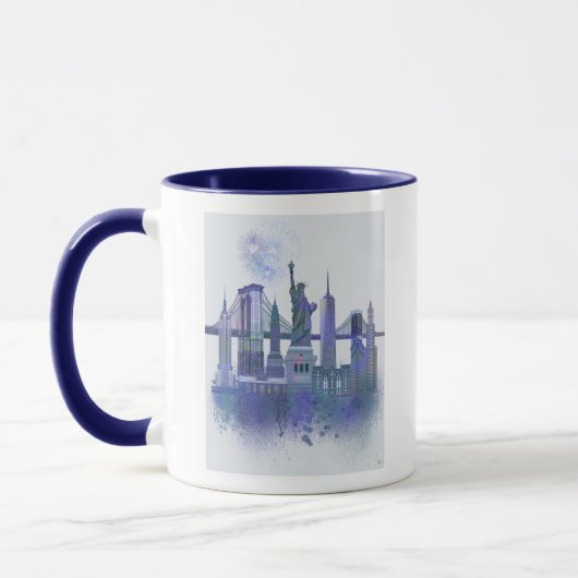 Mug New York Skyline - Aquarelle bleue (Gauche)