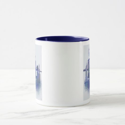 Mug New York Skyline - Aquarelle bleue (Centre)
