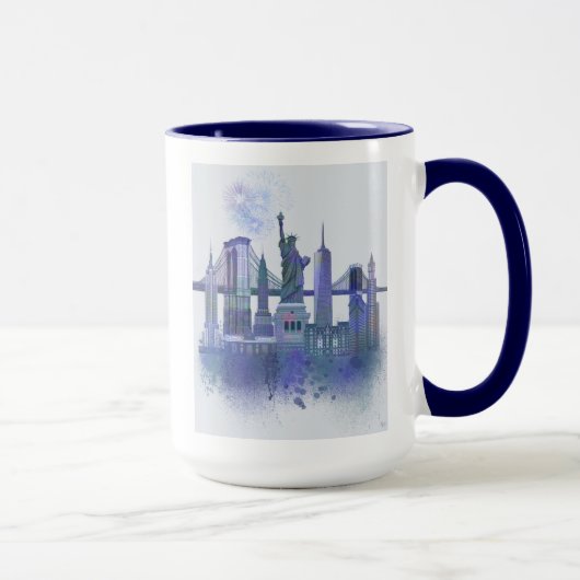 Mug New York Skyline - Aquarelle bleue (Droite)
