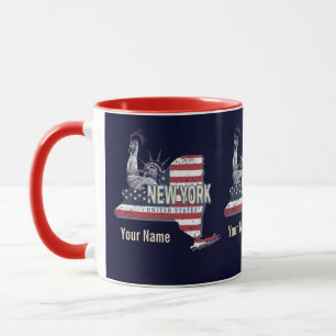 Mug New York State États-Unis Retro Carte Vintage USA