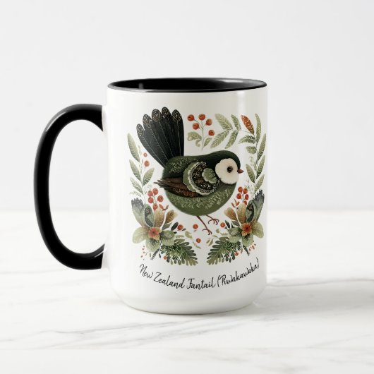 Mug New Zealand Fantail Folk Art (Gauche)