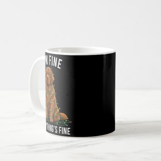 Mug Newfoundland Dog Christmas I'm Fine Everything Is (Devant gauche)
