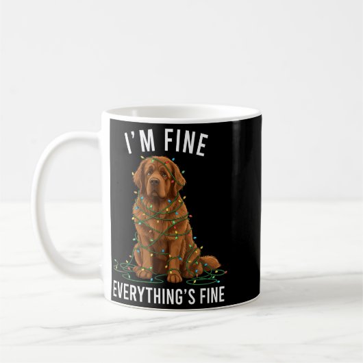Mug Newfoundland Dog Christmas I'm Fine Everything Is (Gauche)