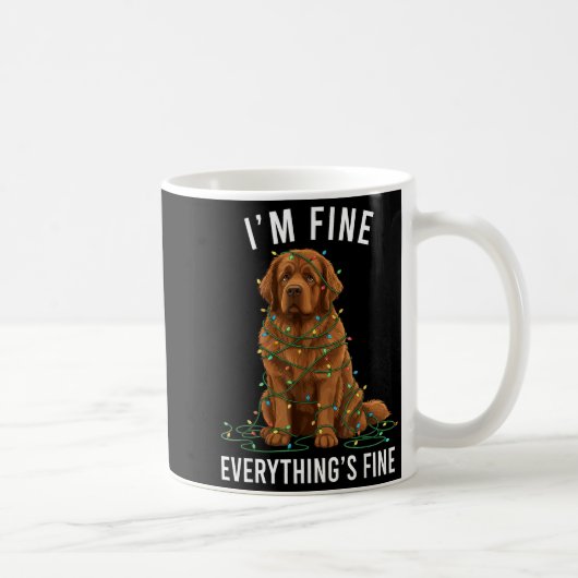 Mug Newfoundland Dog Christmas I'm Fine Everything Is (Droite)