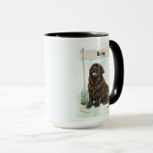 Mug Newfoundland Watercolor Personalized Dog (Devant droit)