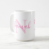 Mug Niamah nom signifiant monogramme de texte rose tas (Devant gauche)