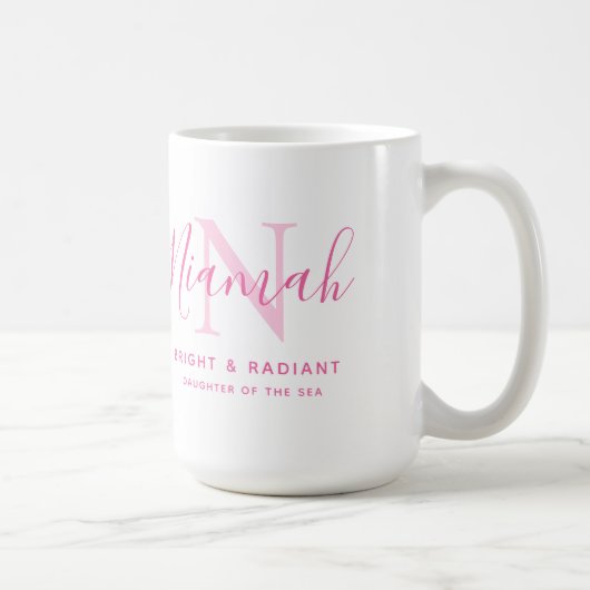 Mug Niamah nom signifiant monogramme de texte rose tas (Droite)