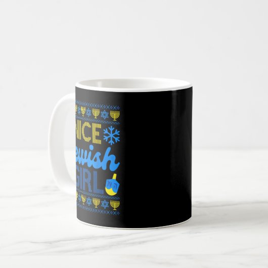 Mug Nice Jewish Girl Ugly Happy Hanukkah Sweater Chanu (Devant gauche)