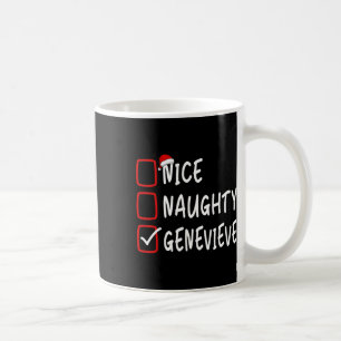 Mug Nice Naughty Genevieve Nom personnalisé Noël