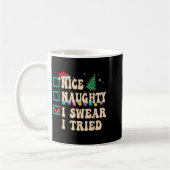 Mug Nice Naughty I Swear I Tried, Christmas List Retro (Gauche)