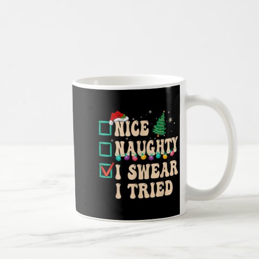 Mug Nice Naughty I Swear I Tried, Christmas List Retro (Droite)