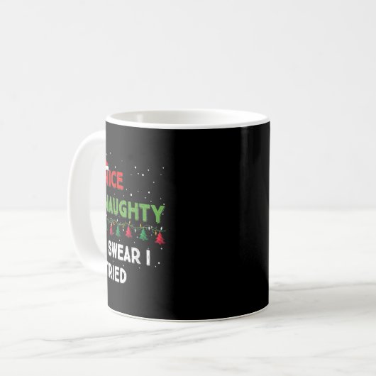 Mug Nice Naughty I Swear I Tried Funny Christmas List (Devant gauche)