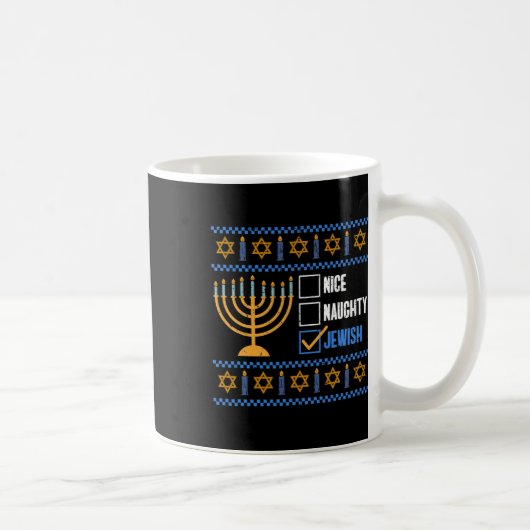 Mug Nice Naughty Jewish Ugly Hanoukka - Hanoukka (Droite)