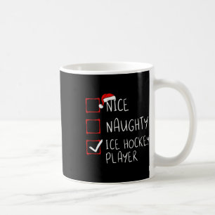 Mug Nice Naughty Joueur de hockey sur glace Liste Noël