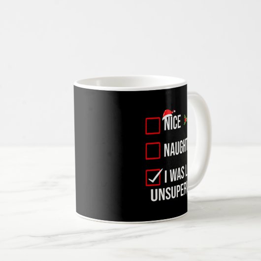 Mug Nice Naughty Left Unsupervised Funny Christmas (Devant droit)