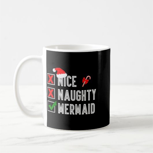 Mug Nice Naughty Mermaid Merry Christmas Santa Claus X (Gauche)