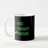 Mug Nice Naughty Russe Drôle Mauvais Noël (Gauche)