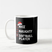 Mug Nice Naughty Softball Player Funny Christmas List (Gauche)