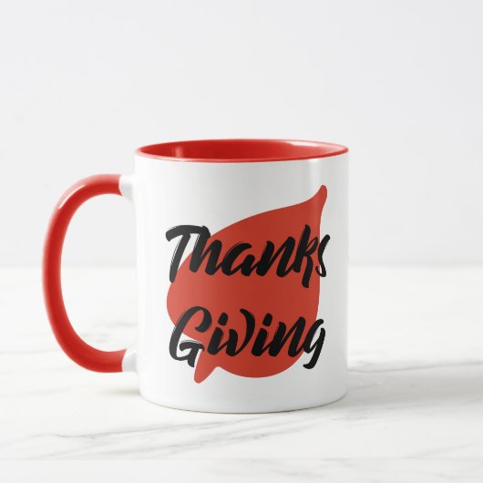 Mug Nice Texte Thanksgiving Typographie sur la feuille (Gauche)