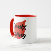 Mug Nice Texte Thanksgiving Typographie sur la feuille (Devant gauche)