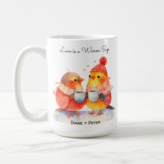 Mug Niché dans l'amour de mignons oiseaux Romance Cart (Gauche)