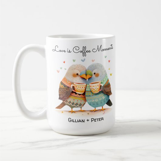 Mug Niché dans l'amour Romantique mignon oiseaux Carto (Gauche)