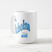 Mug Nicholas Nom Avec Camions de Pompiers, (Devant gauche)