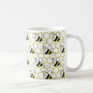 Mug Nid d'abeille miel motif noir jaune blanc