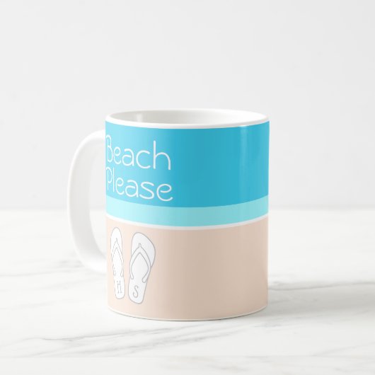 Mug N'Importe Quel Texte Monogram Beach S'Il Vous Plaî (Devant gauche)