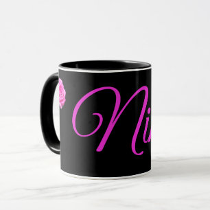 Mug Nina, Nom Avec Roses Rose,