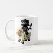 Mug Ninja Riding Sheep Block Style Character Pixel Art (Gauche)