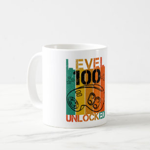MUG NIVEAU 100 DÉBLOQUÉ ANNIVERSAIRE DRÔLE GAMER 100 A
