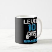 Mug Niveau 10 Amusants Déverrouillés 10E Anniversaire (Devant droit)