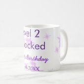 Mug Niveau 2 déverrouillé ajouter nom d'anniversaire d (Devant droit)