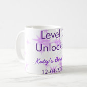 Mug Niveau 2 déverrouillé ajouter nom d'anniversaire d (Devant gauche)