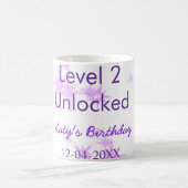 Mug Niveau 2 déverrouillé ajouter nom d'anniversaire d (Centre)