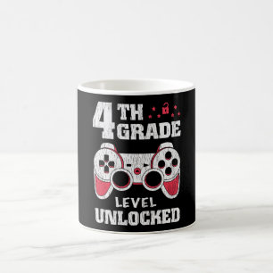 Mug Niveau 4e débloqué Gamer Retour à l'école Enfants