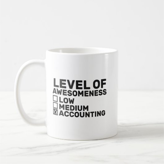 Mug Niveau De Compréhension, Comptabilité Drôle (Gauche)