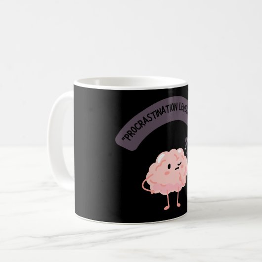 Mug Niveau de procrastination : Expert – Cerveau drôle (Devant gauche)