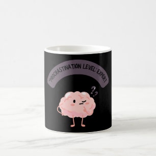 Mug Niveau de procrastination : Expert – Cerveau drôle