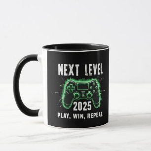 Mug Niveau suivant 2025 Jouer Gagner Répétez Joueur de