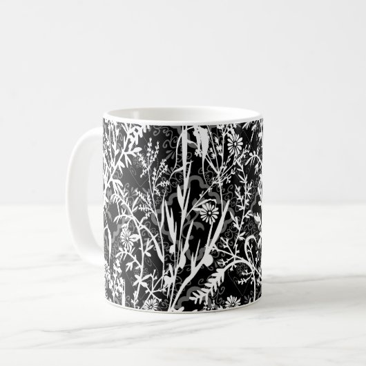 Mug Niveaux de gris floraux (Devant gauche)