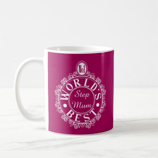 Mug No.1 World’s Best Stepmum Emblem White on Cherry (Gauche)