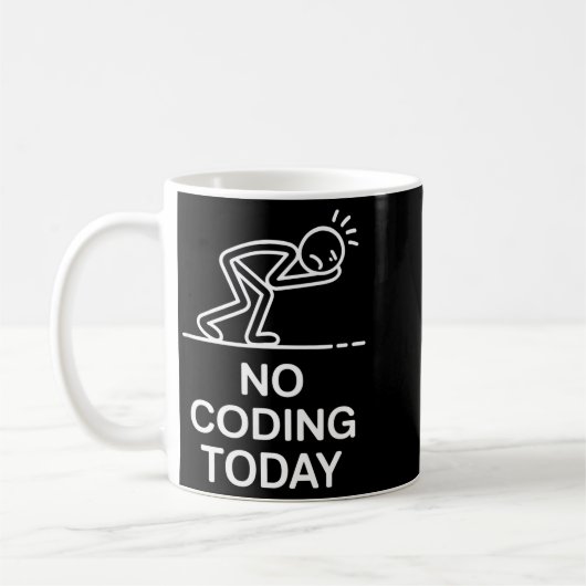 Mug No coding today funny saying exhausted programmer  (Gauche)