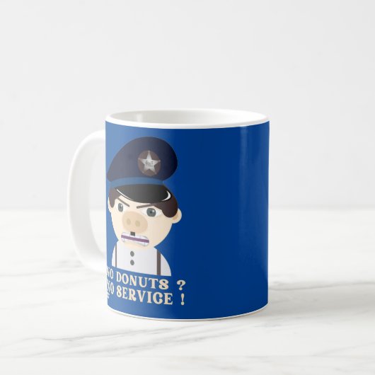 Mug "NO DONUTS, NO SERVICE" drôle d'officier de police (Devant gauche)