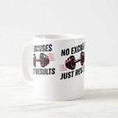 Mug No Excuses Just Results Motivational (Devant gauche)
