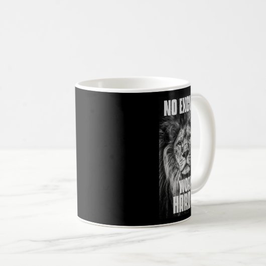 Mug No Excuses Work Harder Bodybuilding Gym Motivation (Devant droit)