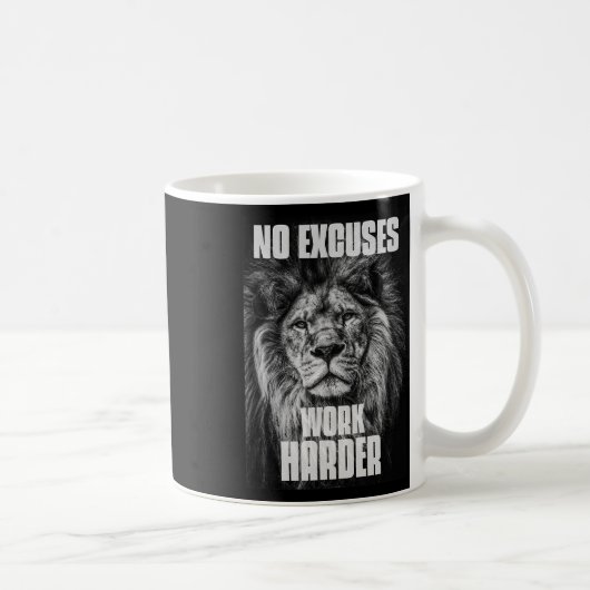 Mug No Excuses Work Harder Bodybuilding Gym Motivation (Droite)