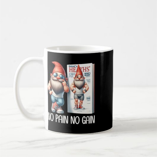 Mug No Pain No Gain Funny Body Building Gnome For Fitn (Gauche)