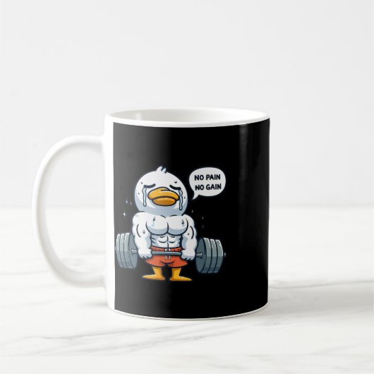 Mug No Pain No Gain Funny Duck - Gym Workout And Fitne (Gauche)